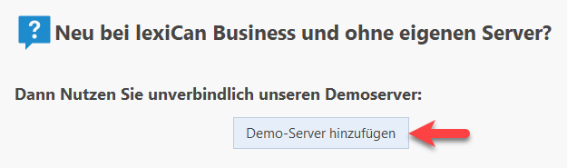 lexiCan Business Demoserver hinzufügen